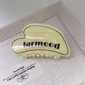 French cream-colored acetate heart hair claw clip with black trim and larmood text - Heart Beige (4#)