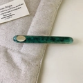 Vintage dark green marble texture hair clip with elegant gold oval metallic detail - Marble Pattern Green Style / Green