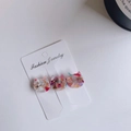 Three-piece set of cat-shaped acetate hair clips with leopard print and marble textures - Rainbow