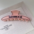 Molla per capelli in acetato rosa marmorizzato con scritte nere decorative - Mezzaluna Rosa (5#)