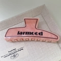 Pinza per capelli francese in acetato rosa chiaro con logo larmood e trama marmorea - Diritto Inclinato Rosa (6#)