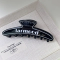 Elegante molletta per capelli nera in acetato con scritte bianche su vassoio intrecciato - Mezzaluna Nero (11#)