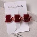 Barrette mignonne en acétate rouge foncé avec trois silhouettes de chats sur carte - Chat Rouge
