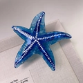 Eleganter Seestern-Haarclip aus Acetat mit blauem Marmormuster und weißen Punkten - 5# Blauer Seestern