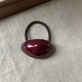 Elegant burgundy oval acetate hair tie with durable elastic band for stylish ponytails - Burgundy