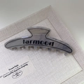 Pinza per capelli francese in acetato grigio traslucido con finitura marmorizzata e scritta - Mezzaluna Grigio (20#)