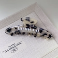 Pinza per capelli francese tartarugata con logo larmood in resina acetata - Mezzaluna Leopardato Chiaro (23#)