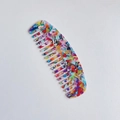 Pettine a denti larghi in acetato con motivo marmorizzato e trame floreali colorate - 5# Multicolore