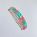 Pettine a denti larghi in acetato marmorizzato rosa e blu per districare i capelli - 9# Verde Floreale