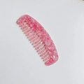 Pettine per capelli a denti larghi in acetato effetto marmo rosa e bianco lucido - 10# Rosa Fiocco di Neve