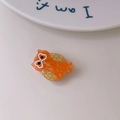 Süße Eulen-Haarklammer in Orange mit goldenen Mustern für Damen-Haarschmuck - Orange Eule Kleine Haarkralle