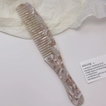 Pettine per capelli in acetato marmorizzato rosa e bianco con manico lungo ergonomico - Caffè/Marrone
