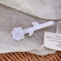 White marble texture flower hair clip with crystal rhinestone and gold leaf detail - Acetate Flower Clip / White
