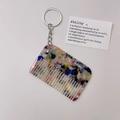 Colorful terrazzo acetate comb keychain with silver metal ring for stylish bags - Gold Chain / Mixed Pattern