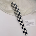 Eleganter Kamm mit schwarz-weißem Schachbrettmuster aus Acetat mit langem Griff - Nr. 6 Schwarz-Weiß Kariert