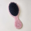 Pink pearlescent acetate hair brush with boar bristles and cushion for scalp massage - Pink