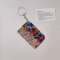 Colorful acetate mini comb keychain with vibrant tortoiseshell pattern and metal ring - 6# Multicolor