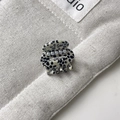 Macro shot of acetate hair claw clip with black-white spots and tiny pearl accents - Approx 2.5cm / Spotted Black