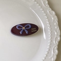 Barrette à cheveux ovale faite main avec nœud en strass, style français brun et lavande - Marron