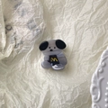 Cute cartoon dog hair claw clip in grey and white acetate with yellow M logo - Gray