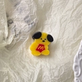 Cute yellow dog acetate hair claw clip featuring a red bib with M logo for girls - Yellow