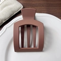 Flat square hair clip in matte terracotta brown finish for women hairstyle - Dark Red