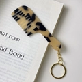 Mini acetate comb keychain in classic tortoiseshell pattern with gold metal ring - Light Leopard
