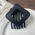 Pinza per capelli quadrata geometrica nera opaca con design antiscivolo per donne - Nero