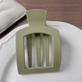 Minimalist matte olive green hollow square hair clip for women in a sleek duckbill style - Green