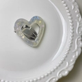 Fermaglio per capelli a cuore in acetato perlato con clip a becco d'anatra in metallo - Bianco Trasparente