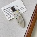 Elegant white marble resin hair clip with colorful rhinestones in a sleek waterdrop shape - Colorful Rhinestone Seamless Clip / Beige