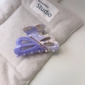 Elegant purple marble acetate hair claw clip with sparkling pink rhinestones for women - Hollow Purple (4#)