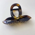 Grande pince à cheveux papillon élégante avec motif classique en résine d'écaille - Jaune Vif