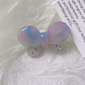 Pink marbled acetate butterfly hair clip with small rhinestones on a white background - Blue Grey