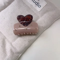 Elegant tortoiseshell heart and pink acetate hair claw clip with sparkling gold rhinestones - Heart Brown (12#)