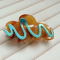 Amber acetate hair claw clip with blue-green wavy patterns and sturdy resin teeth - Lightning Coffee (19#)