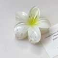 Pinza per capelli a fiore di frangipani da 8cm in bianco crema e giallo per acconciature - Fiore Di Frangipani Verde 8 Cm