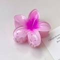 Molletta per capelli a forma di plumeria rosa sfumata in resina traslucida 8cm - Plumeria Rosa