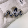 Acetate hair claw clip with marble texture and dark blue wave pattern detail - Lightning Gray (23#)