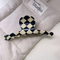 Classic black and white checkered acetate hair claw clip for high ponytail styling - Hanger Plaid (30#)
