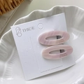 Set of two hollow oval marble pattern hair clips in light pink purple acetate finish - Oval Hollow Style / Pink