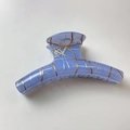 Elegant light blue marble bow hair claw clip with artistic gold and silver veins - Arc Style / Blue