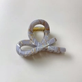 Light purple lace-pattern hair claw clip with golden floral textures and metal spring - Cross Loop Style / Gray