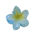 Blue resin plumeria flower hair claw clip with yellow gradient and translucent finish - Approx. 4cm / Blue-Yellow
