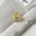 Mini-Haarklammer aus Bernstein-Harz mit Perlen für Kinder, Vintage-Dopamin-Stil - Ca. 2,5 cm / Phantomgelb