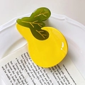 Simpatica molletta per capelli a forma di pera gialla in acetato con foglia verde - Giallo Chiaro (Pera)