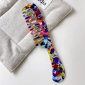 Colorful marble pattern wide tooth acetate comb with handle in artistic multi-color finish - Colorful