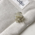 Mini acetate hair claw clip in translucent taupe color with five elegant white pearls - Approx 2.5cm / Phantom Grey