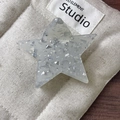 Translucent gray star hair claw clip with silver glitter and star shaped design - Glitter White