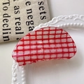 Acrylic hair claw clip with red and white checkered pattern in Korean fashion style - About 8x4 / Red Checkered